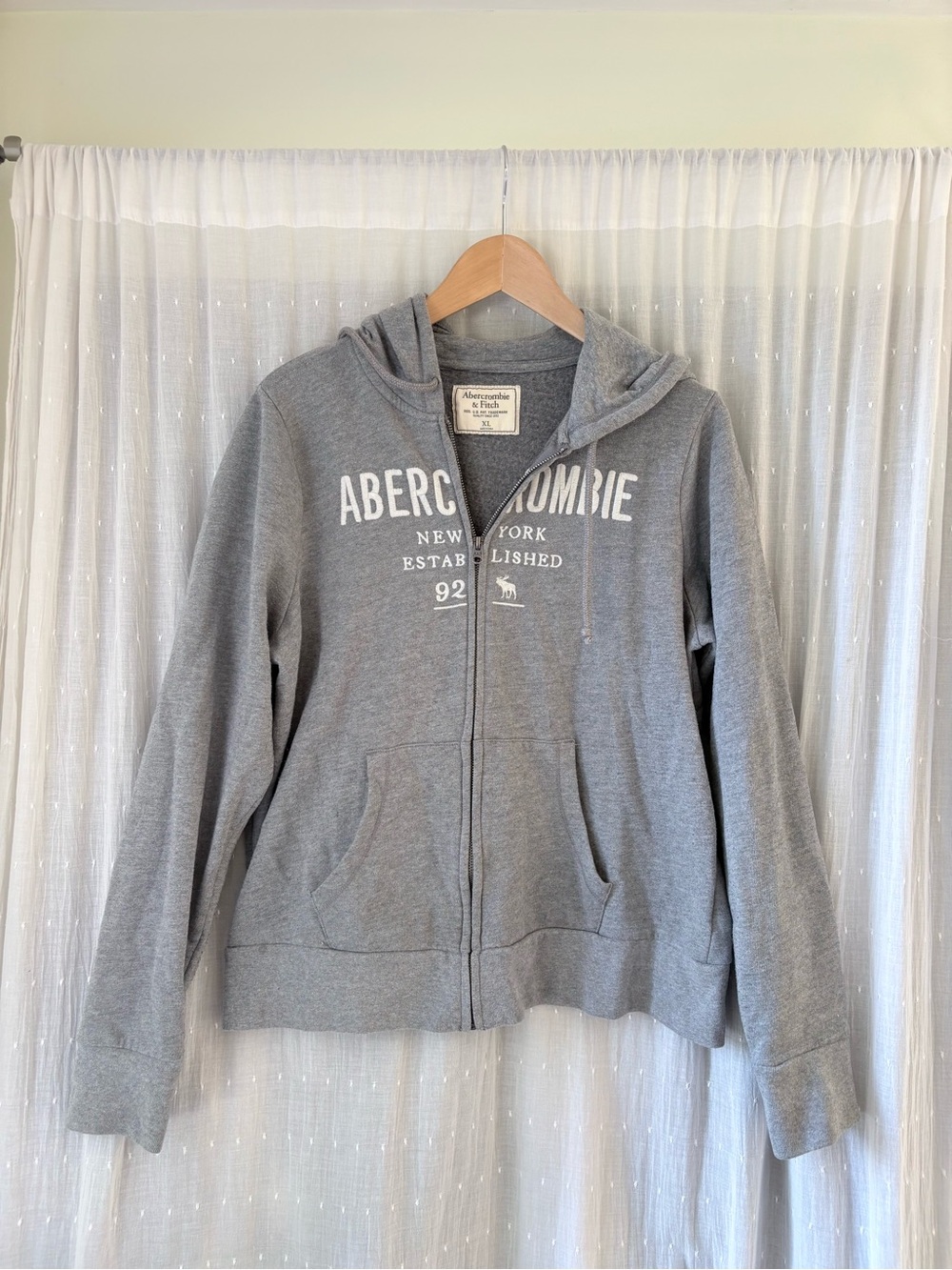 Y2K Abercrombie & Fitch grey Zip-Up Hoodie Jacket